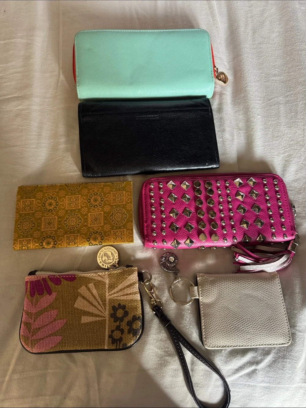 NWOT 6-Piece Wallet & Wristlet Bundle - Pink Studded, Classic Black & More!